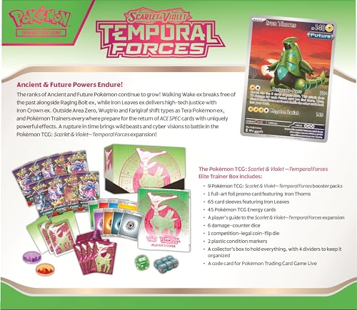 Pokemon TCG: Scarlet and Violet: Temporal Forces: Elite Trainer Box: Iron Leaves