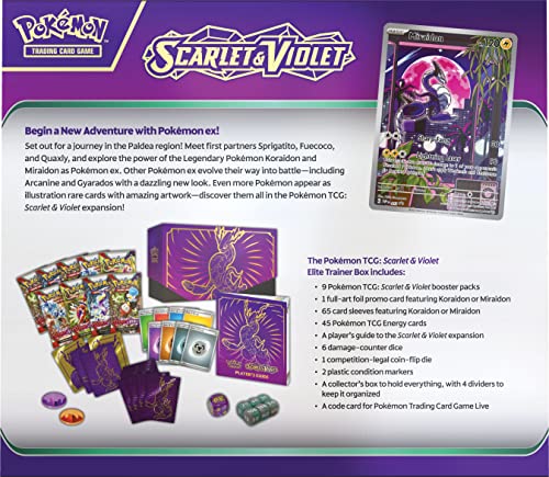 Pokémon TCG: Scarlet and Violet Elite Trainer Box - Miraidon Purple (1 Full Art Promo Card. 9 Boosters and Premium Accessories)